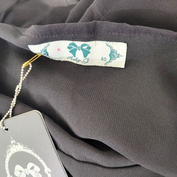 Holly G Black Silk Chiffon and Velvet Beaded Mini Dress NWT - Picture 5 of 6